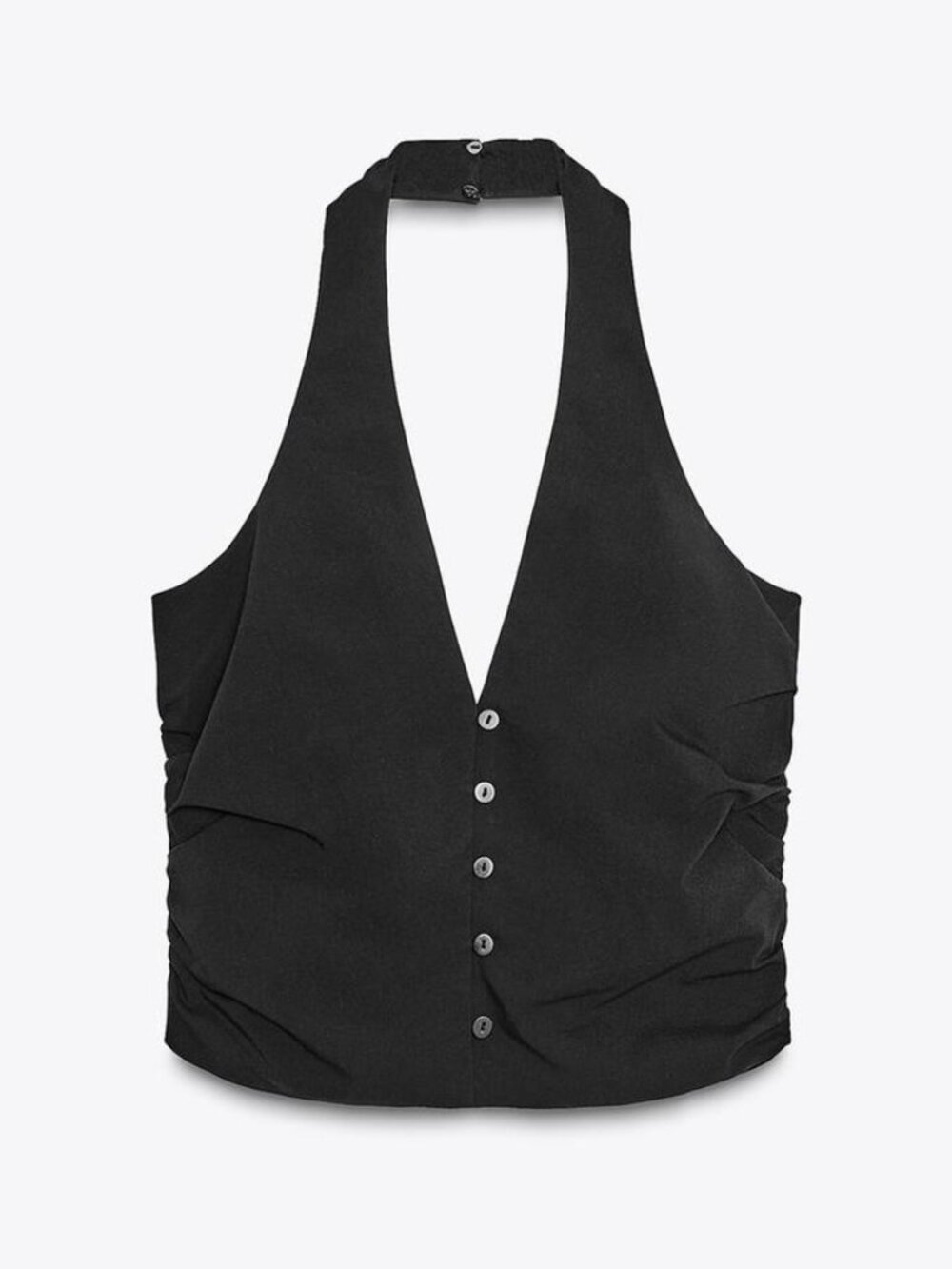 Zara Ruched Halter Vest Top in Sz. Medium in Black NWT